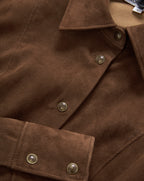 Veronica Beard Wittaker Suede Button-Down Shirt - Mocha