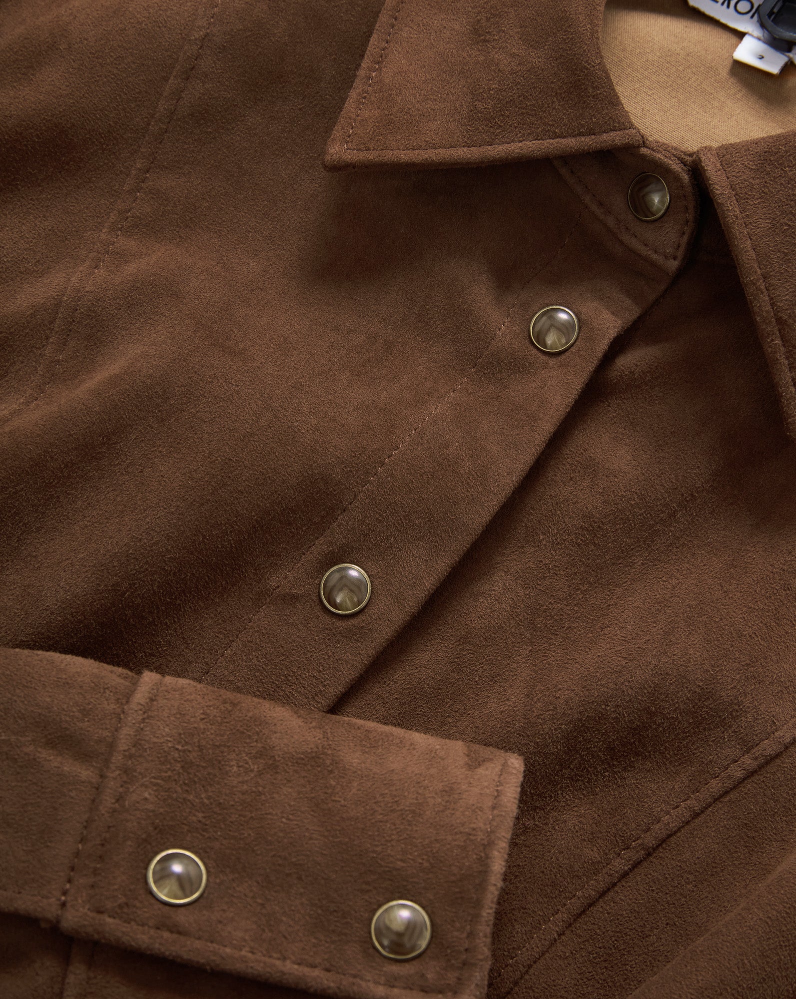 Veronica Beard Wittaker Suede Button-Down Shirt - Mocha