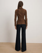 Veronica Beard Wittaker Suede Button-Down Shirt - Mocha