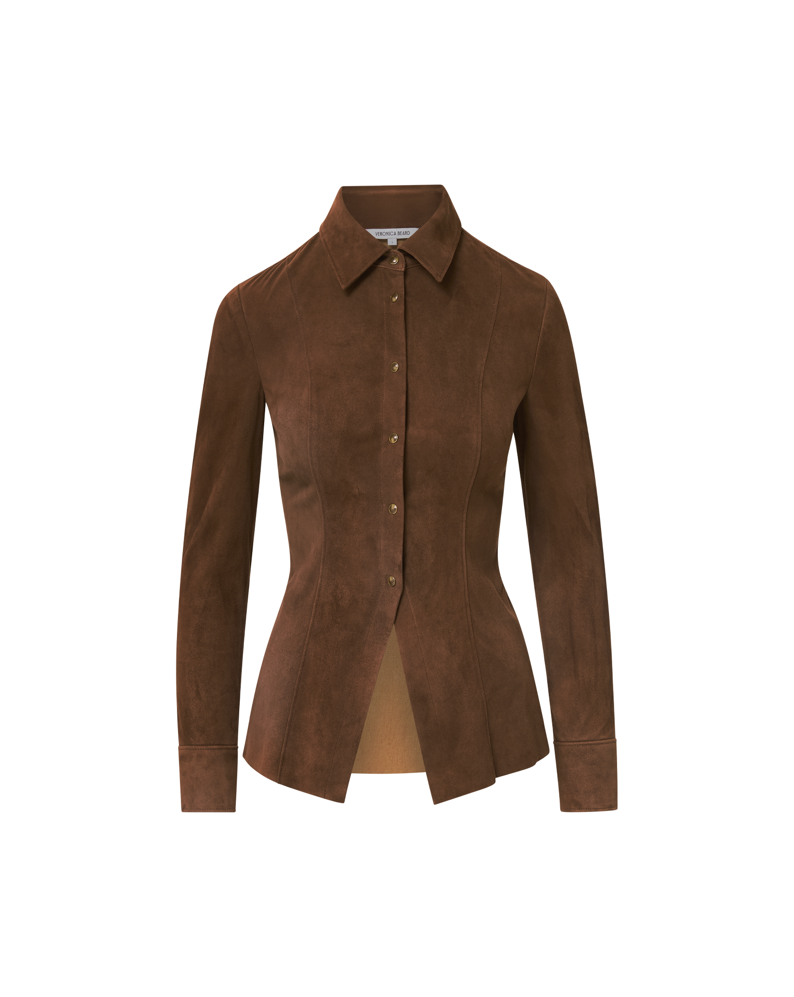 Veronica Beard Wittaker Suede Button-Down Shirt - Mocha