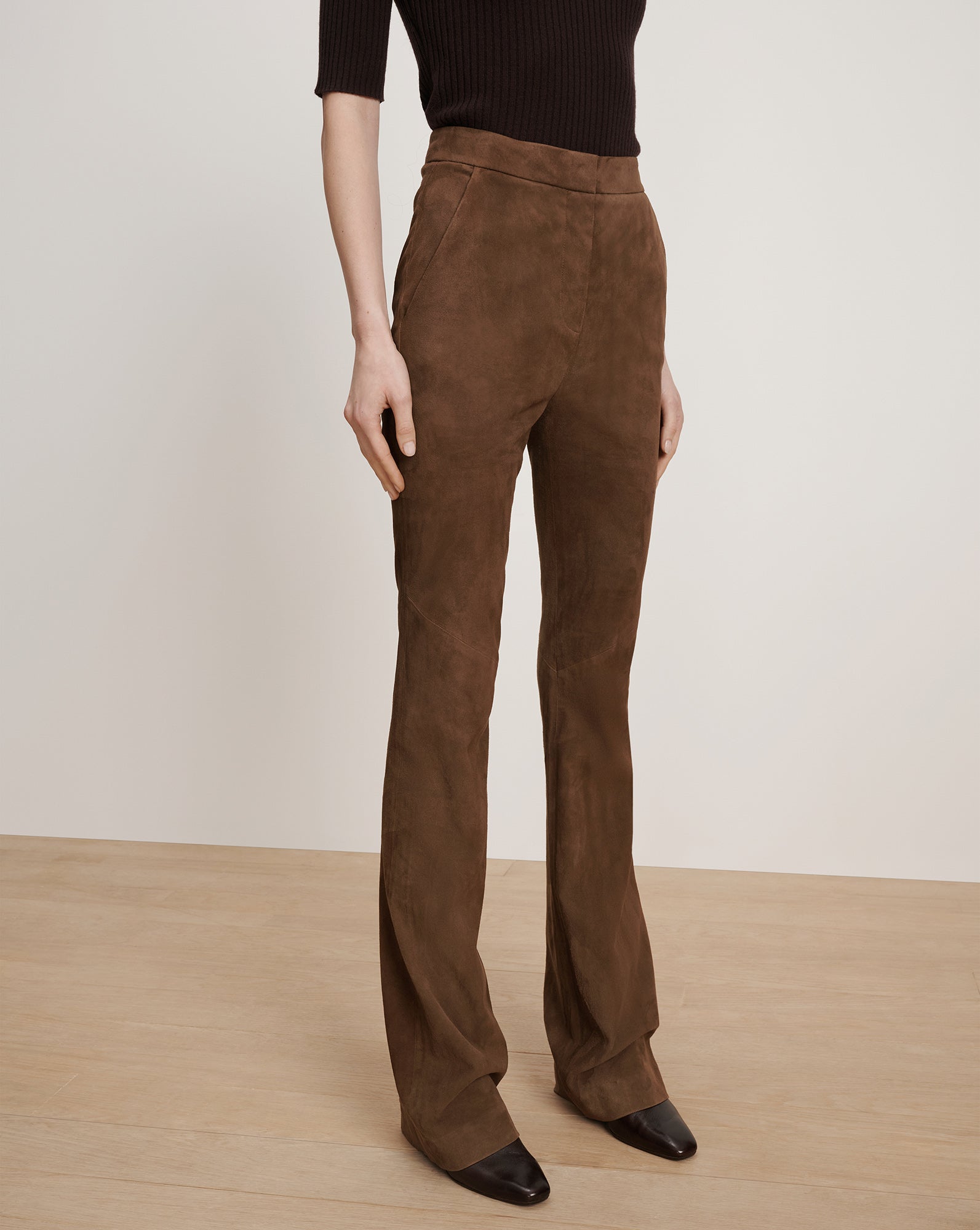 Veronica Beard Gracie Suede Flare Pant - Mocha