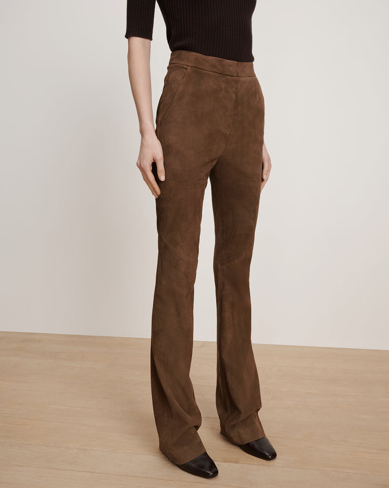 Veronica Beard Gracie Suede Flare Pant - Mocha