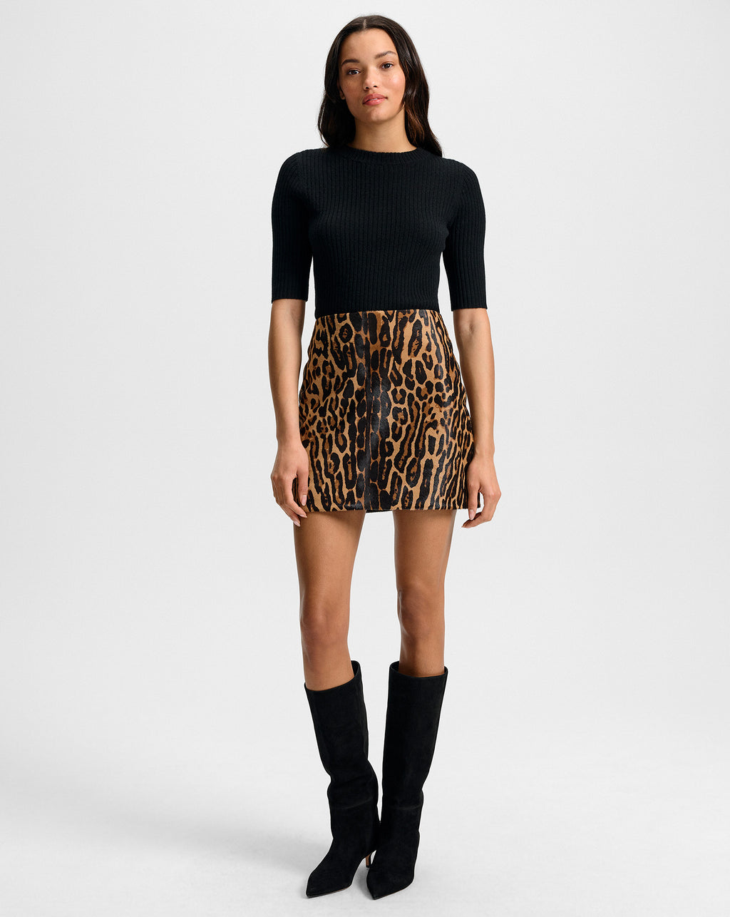 Veronica Beard Ohemia Calf Hair Mini Skirt - Camel Multi