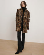Veronica Beard Shelley Calf Hair Dickey Coat - Camel Multi