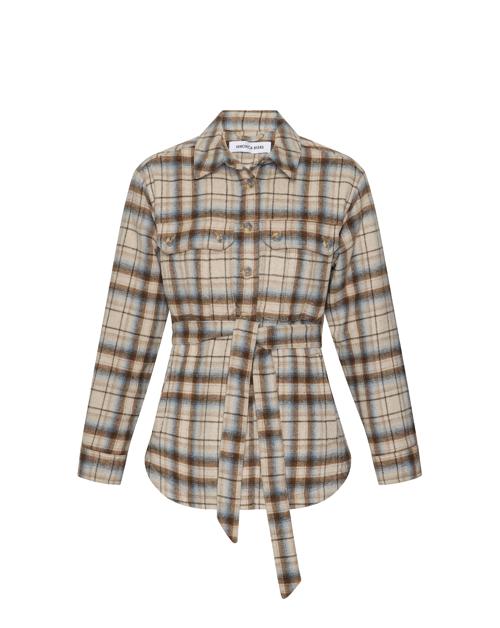 Veronica Beard Mikaela Belted Shacket Whisky Multi Plaid