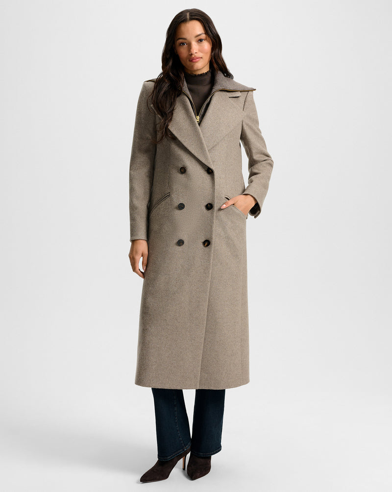 Veronica Beard Seth Wool-Cashmere Dickey Coat - Taupe Melange