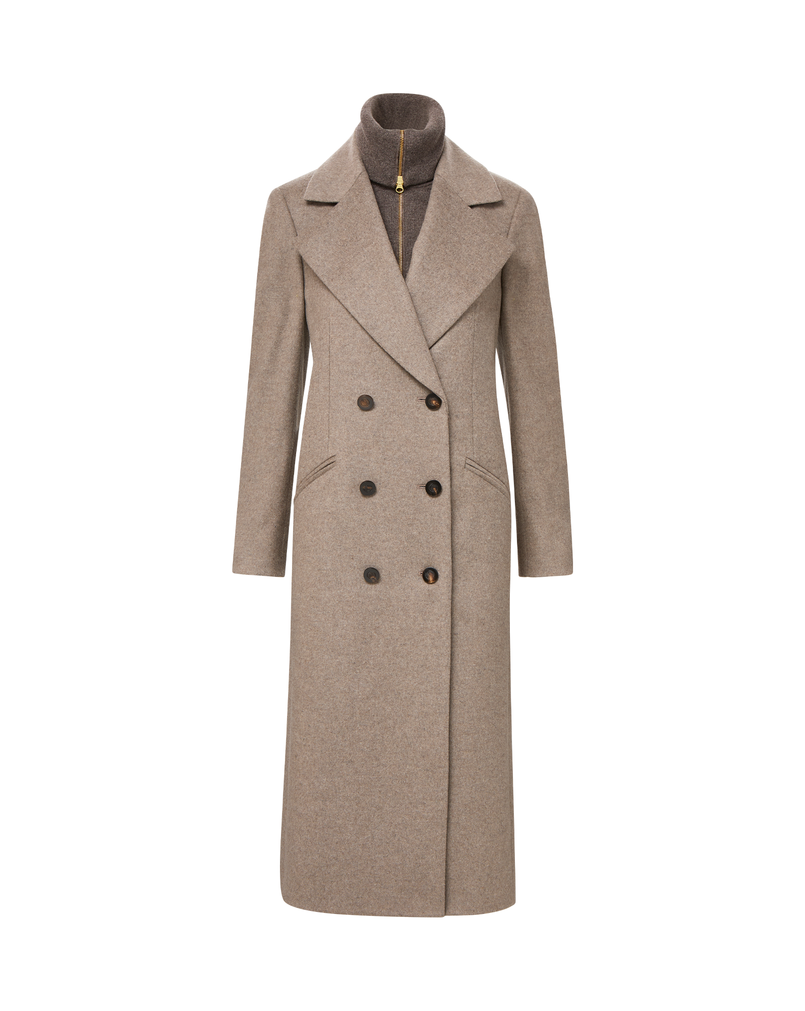 Veronica Beard Seth Wool-Cashmere Dickey Coat - Taupe Melange