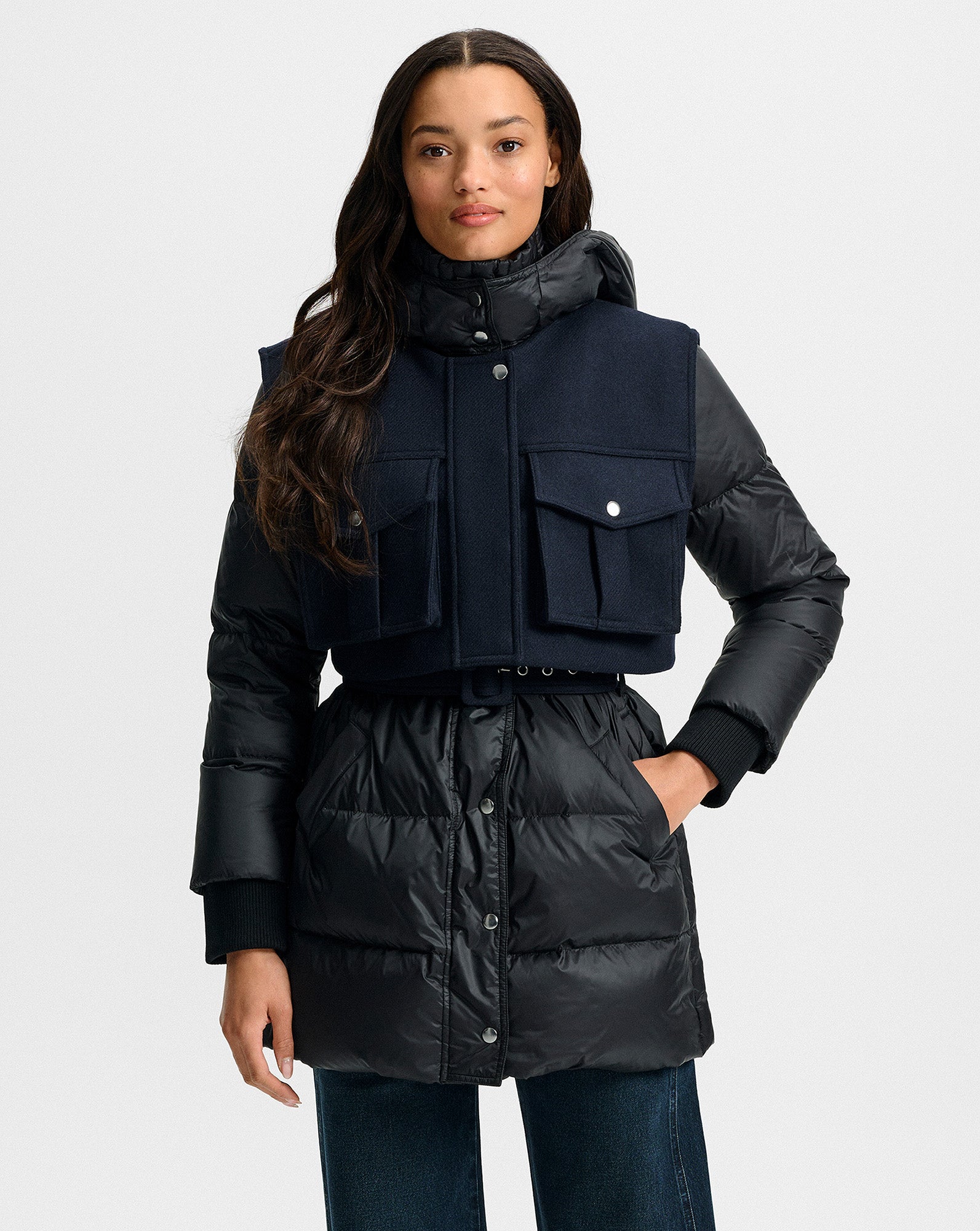 Veronica Beard Jarvis Layered Puffer Coat - Black