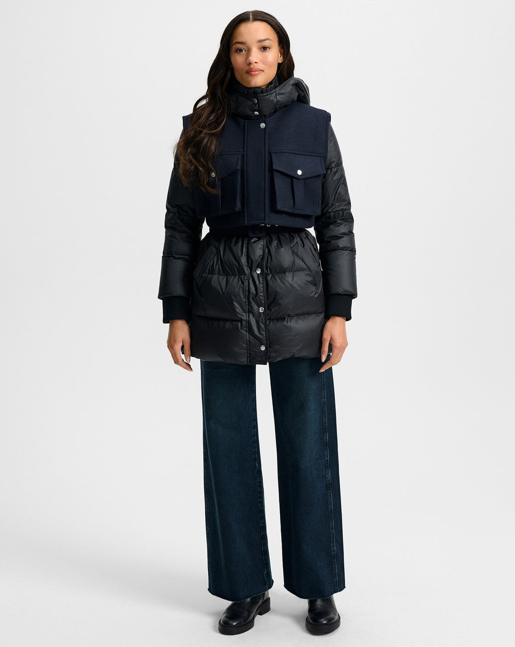 Veronica Beard Jarvis Layered Puffer Coat - Black