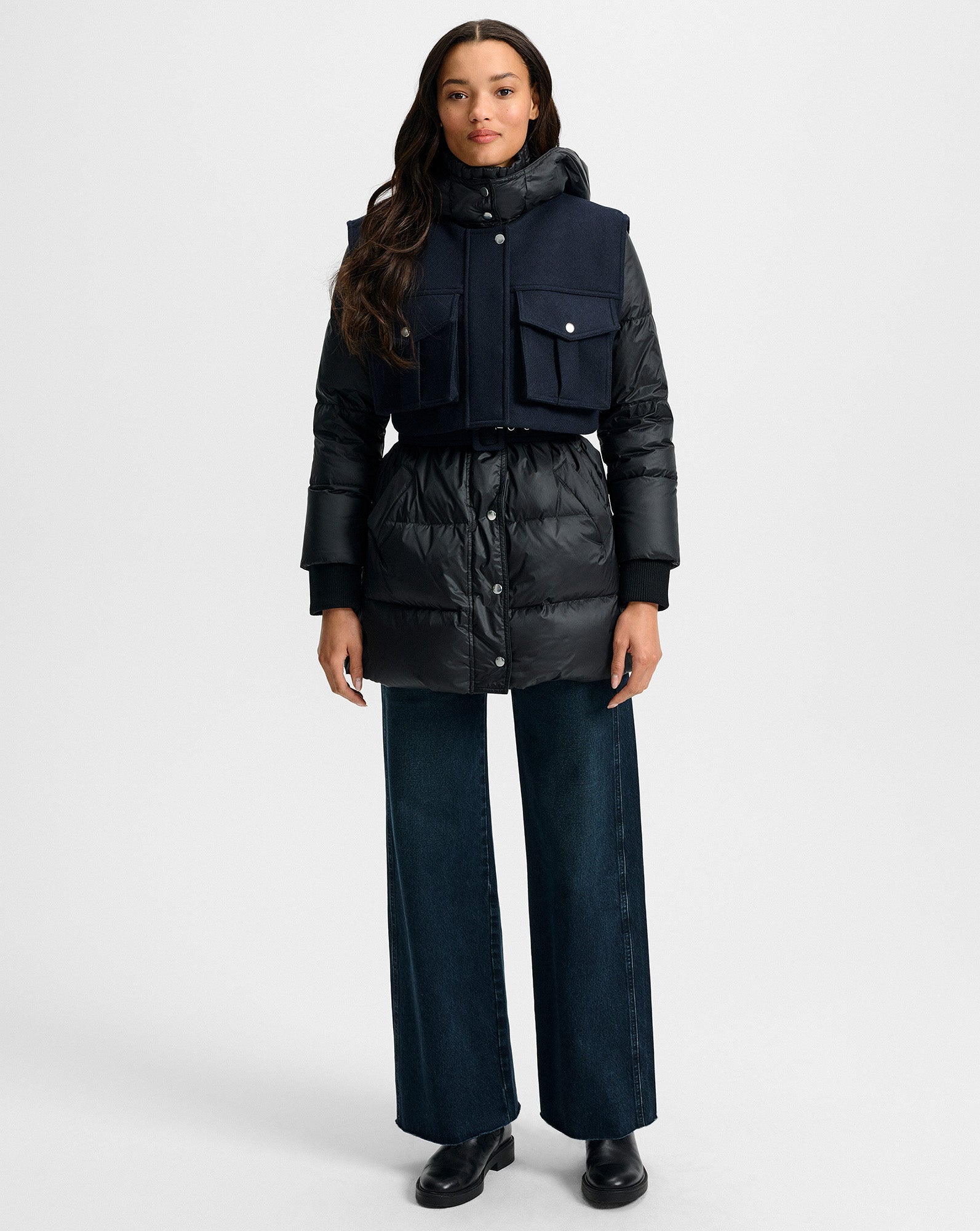 Veronica Beard Jarvis Layered Puffer Coat - Black