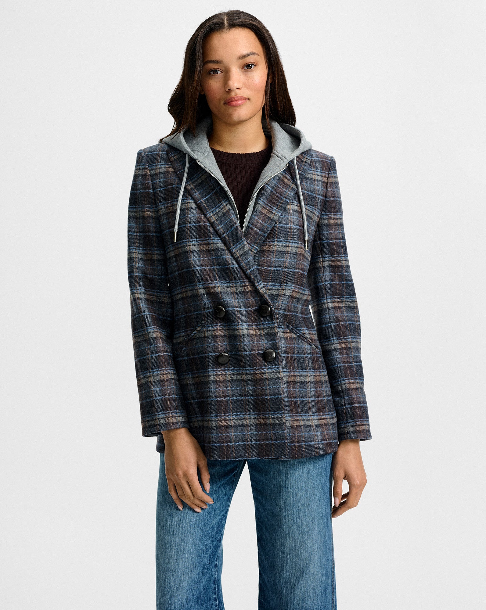 Veronica Beard Oria Plaid Dickey Jacket - Blue Multi