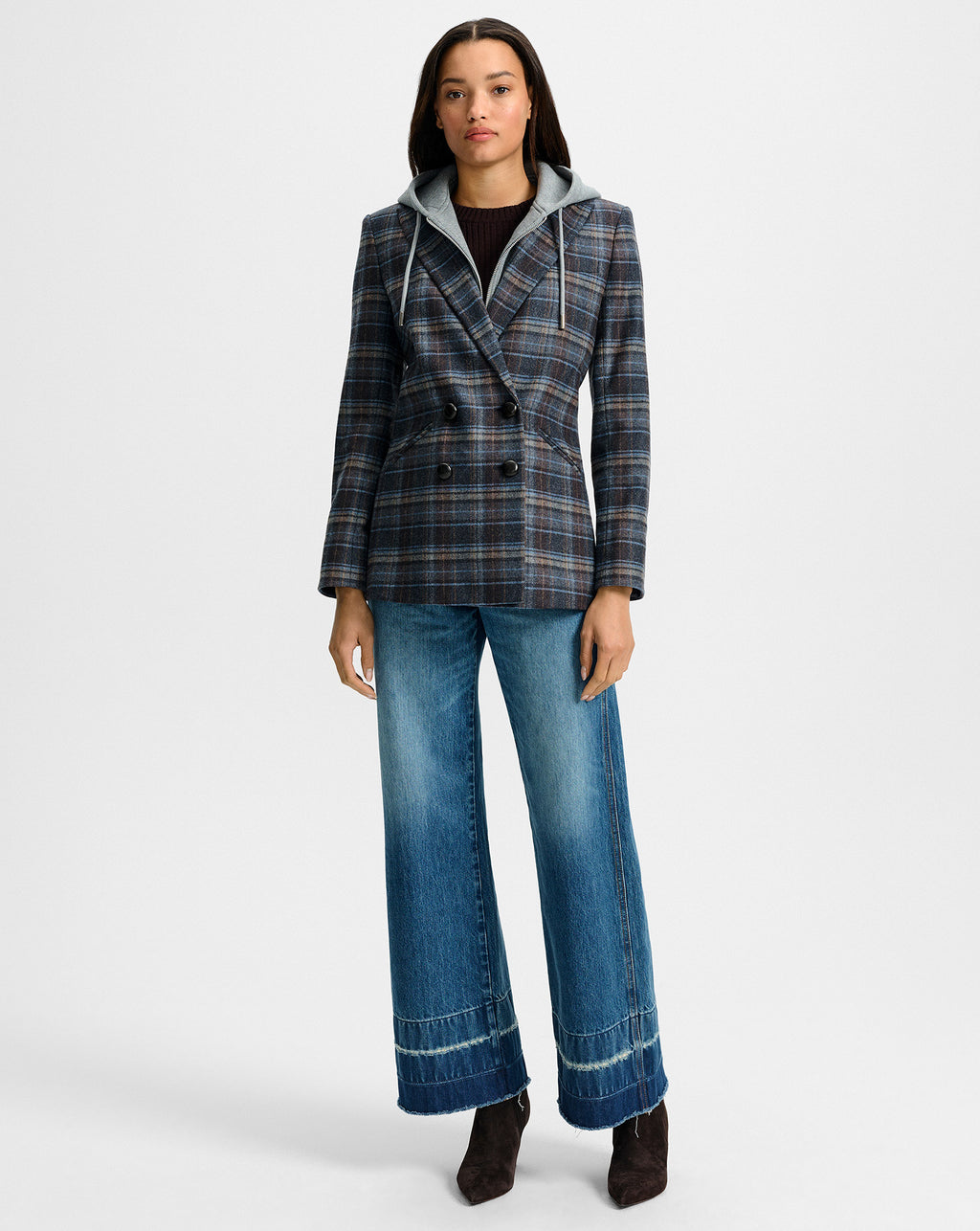 Veronica Beard Oria Plaid Dickey Jacket - Blue Multi