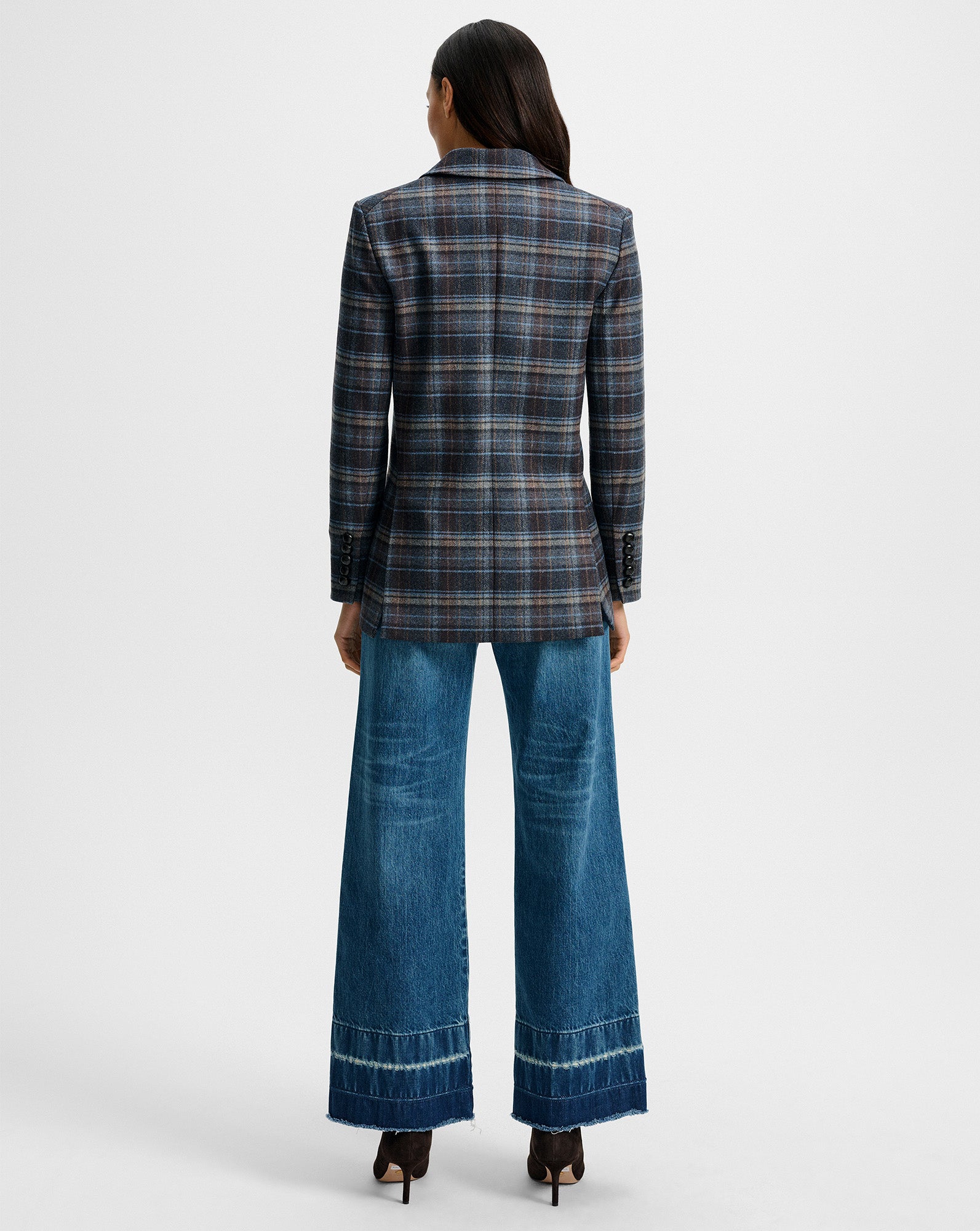 Veronica Beard Oria Plaid Dickey Jacket - Blue Multi
