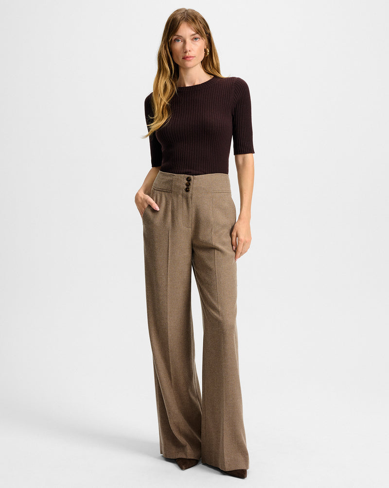 Veronica Beard Giovanna Wide-Leg Pant - Lichen Melange