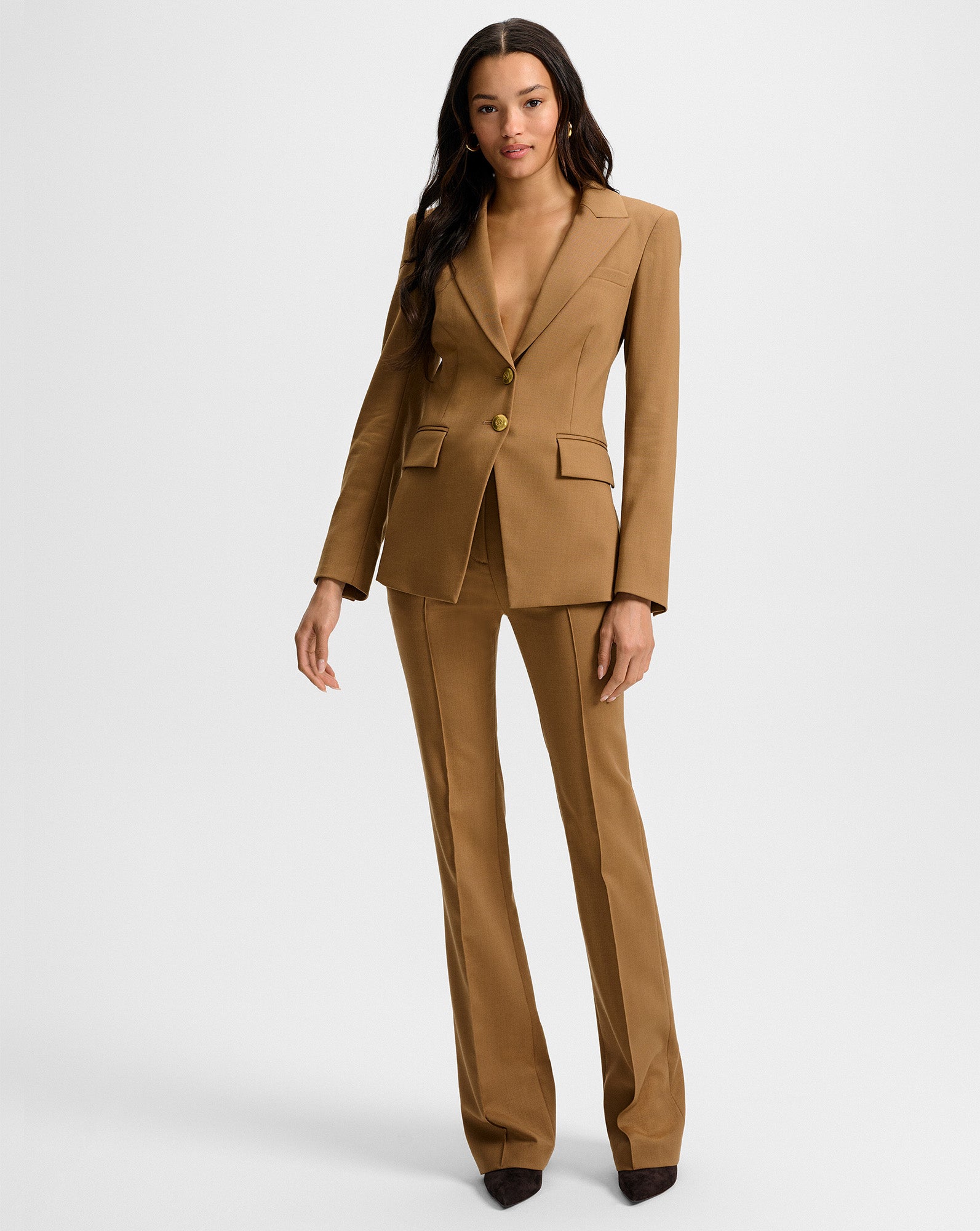 Veronica Beard Izara Wool Dickey Jacket - Dark Acorn