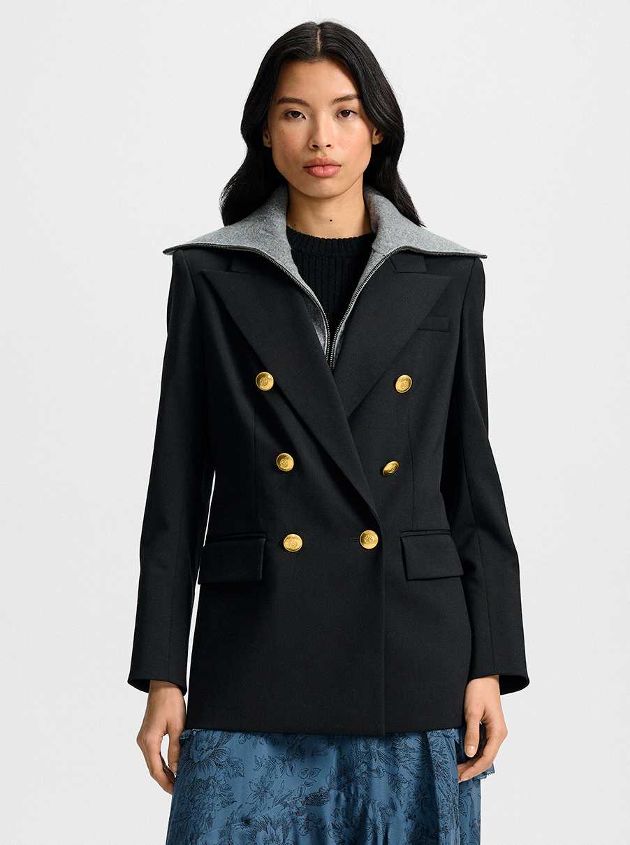 Veronica Beard Rhys Wool Dickey Jacket - Black