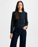 Veronica Beard Andrea Tweed Jacket - Navy/Off-White