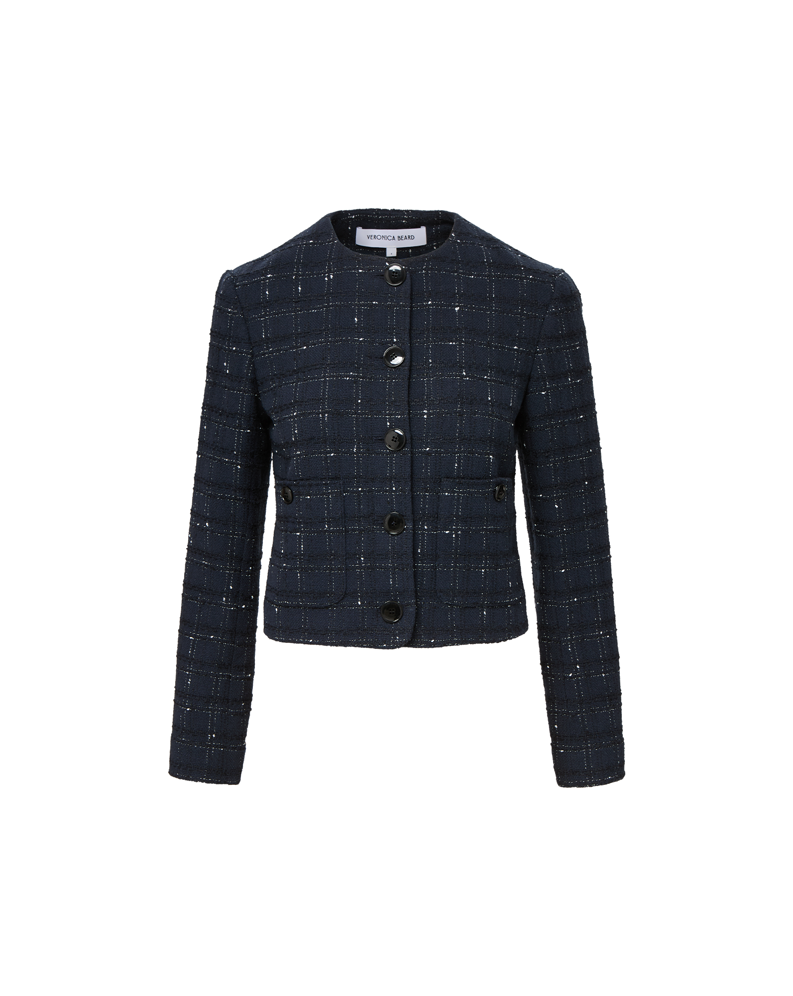 Veronica Beard Andrea Tweed Jacket - Navy/Off-White