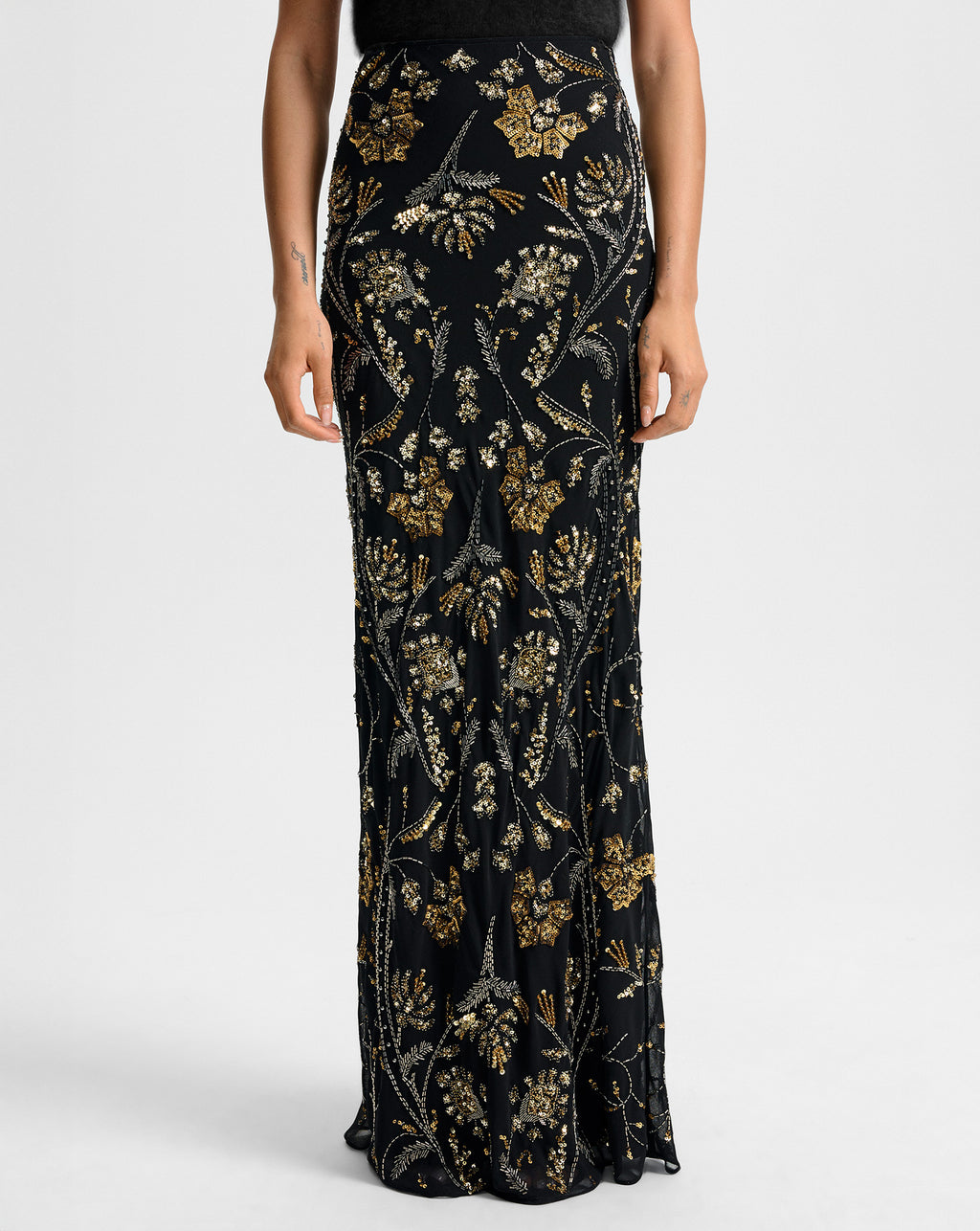 Veronica Beard Medina Floral-Embellished Maxi Skirt - Black
