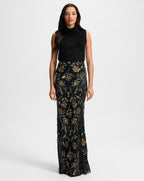 Veronica Beard Medina Floral-Embellished Maxi Skirt - Black