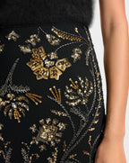Veronica Beard Medina Floral-Embellished Maxi Skirt - Black