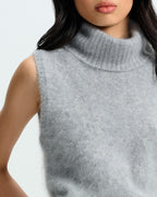 Veronica Beard Mazzy Brushed Cashmere Sleeveless Sweater - Heather Grey