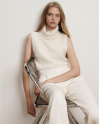 Veronica Beard Mazzy Brushed Cashmere Sleeveless Sweater - Ivory