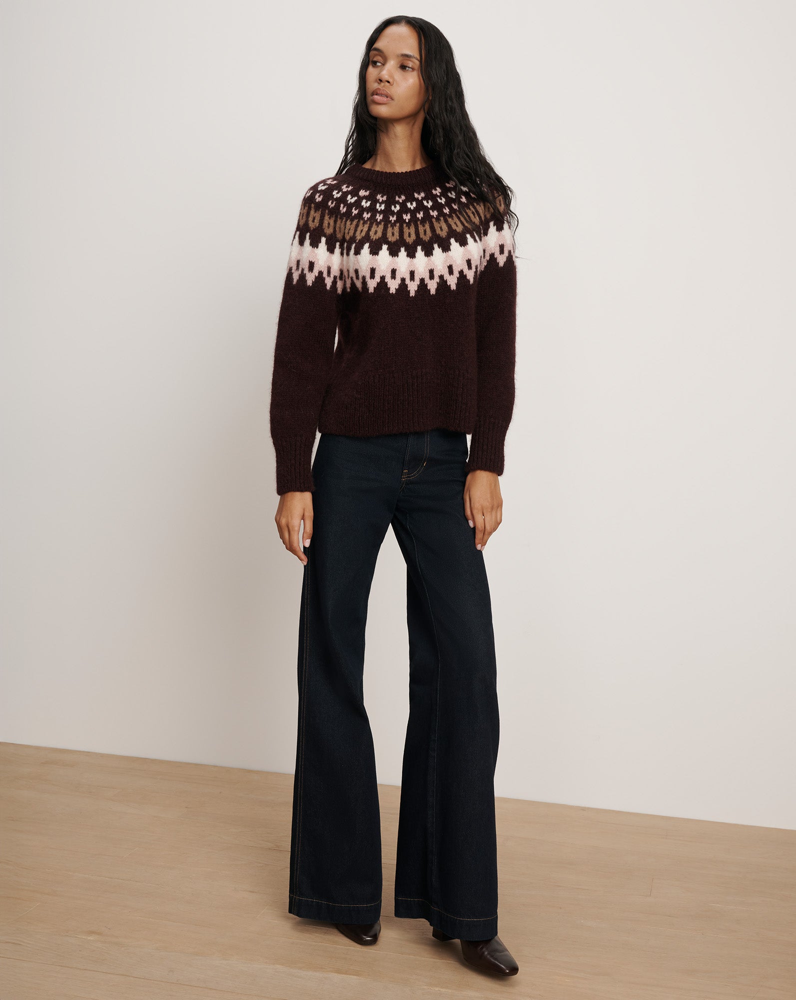 Veronica Beard Anne Fair Isle Sweater - Raisin Multi