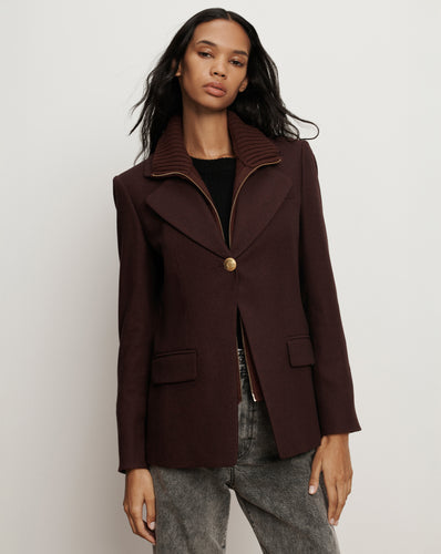 Veronica Beard Kessler Wool-Blend Dickey Jacket - Dark Currant Melange