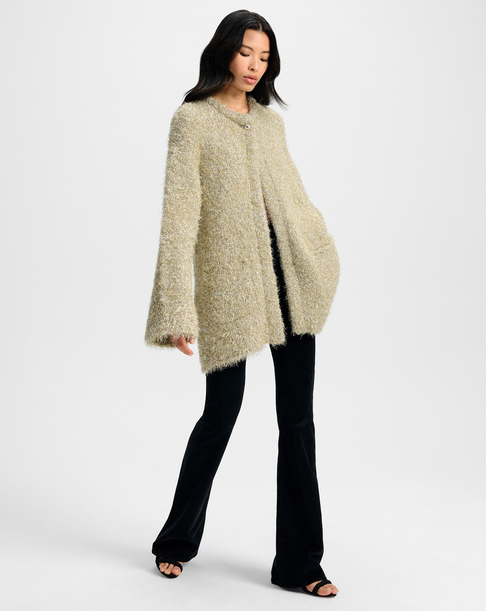 Veronica Beard Rozan Metallic Knit Jacket - Gold