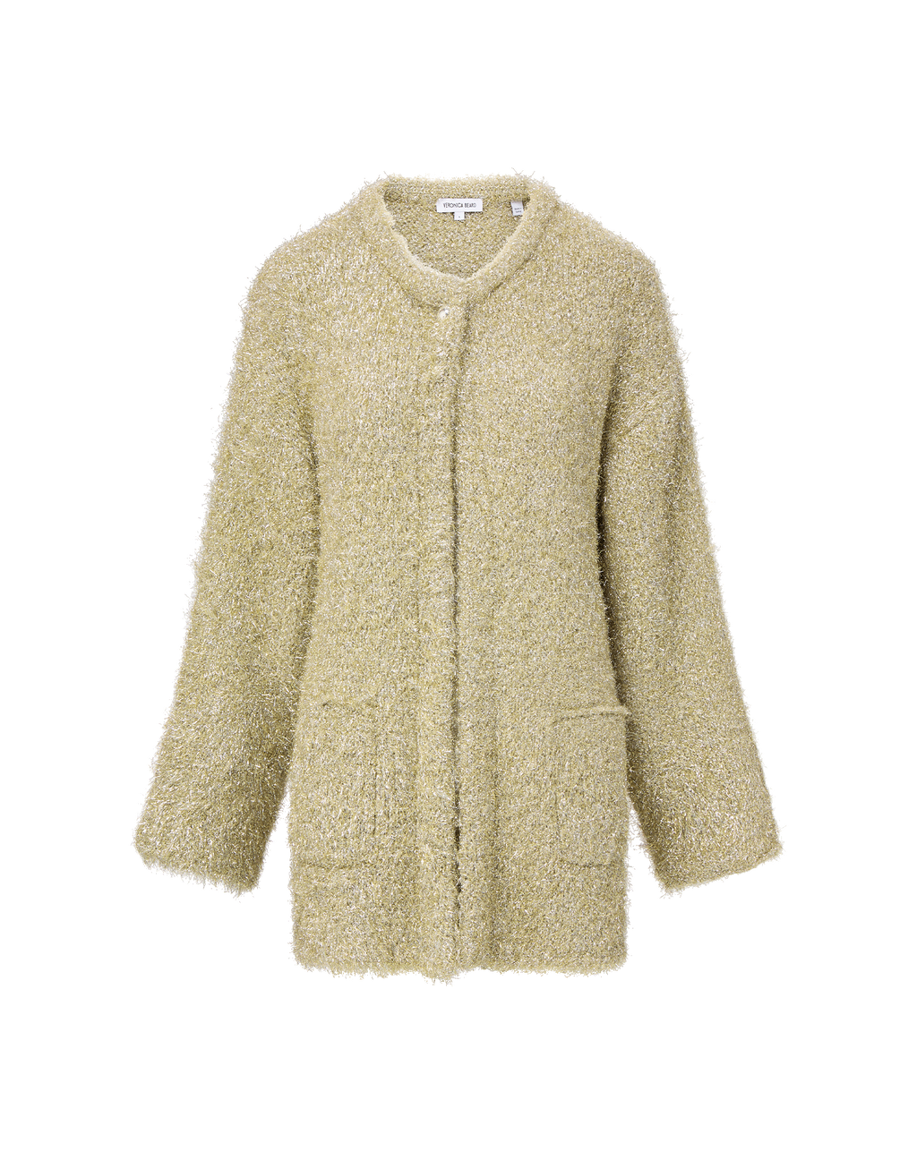 Veronica Beard Rozan Metallic Knit Jacket Gold