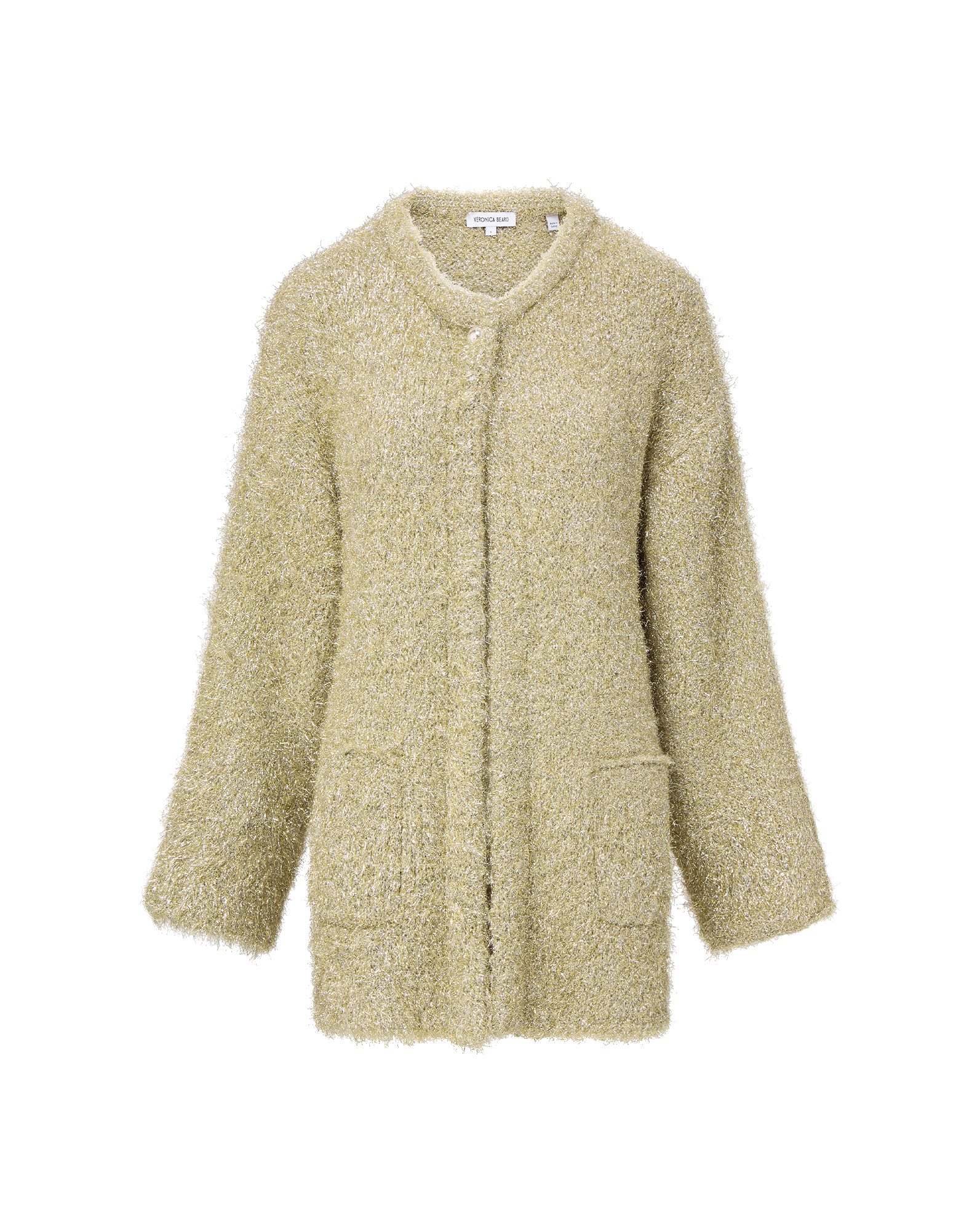 Veronica Beard Rozan Metallic Knit Jacket Gold