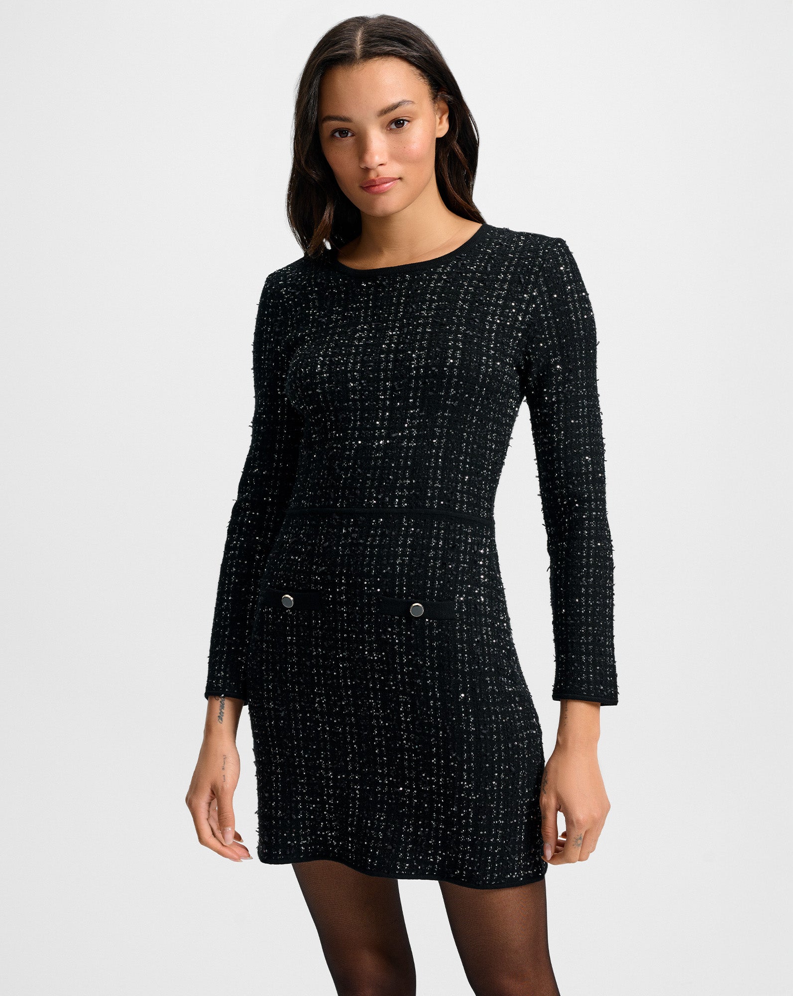 Veronica Beard Channing Tweed Mini Dress - Black