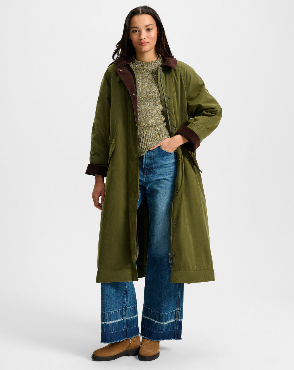 Veronica Beard Dietz Wax-Coated Field Coat - Army