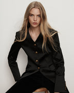 Veronica Beard Cynthia Satin Tailored Jacket - Black