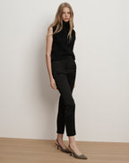 Veronica Beard Stila Slim Satin Pant - Black