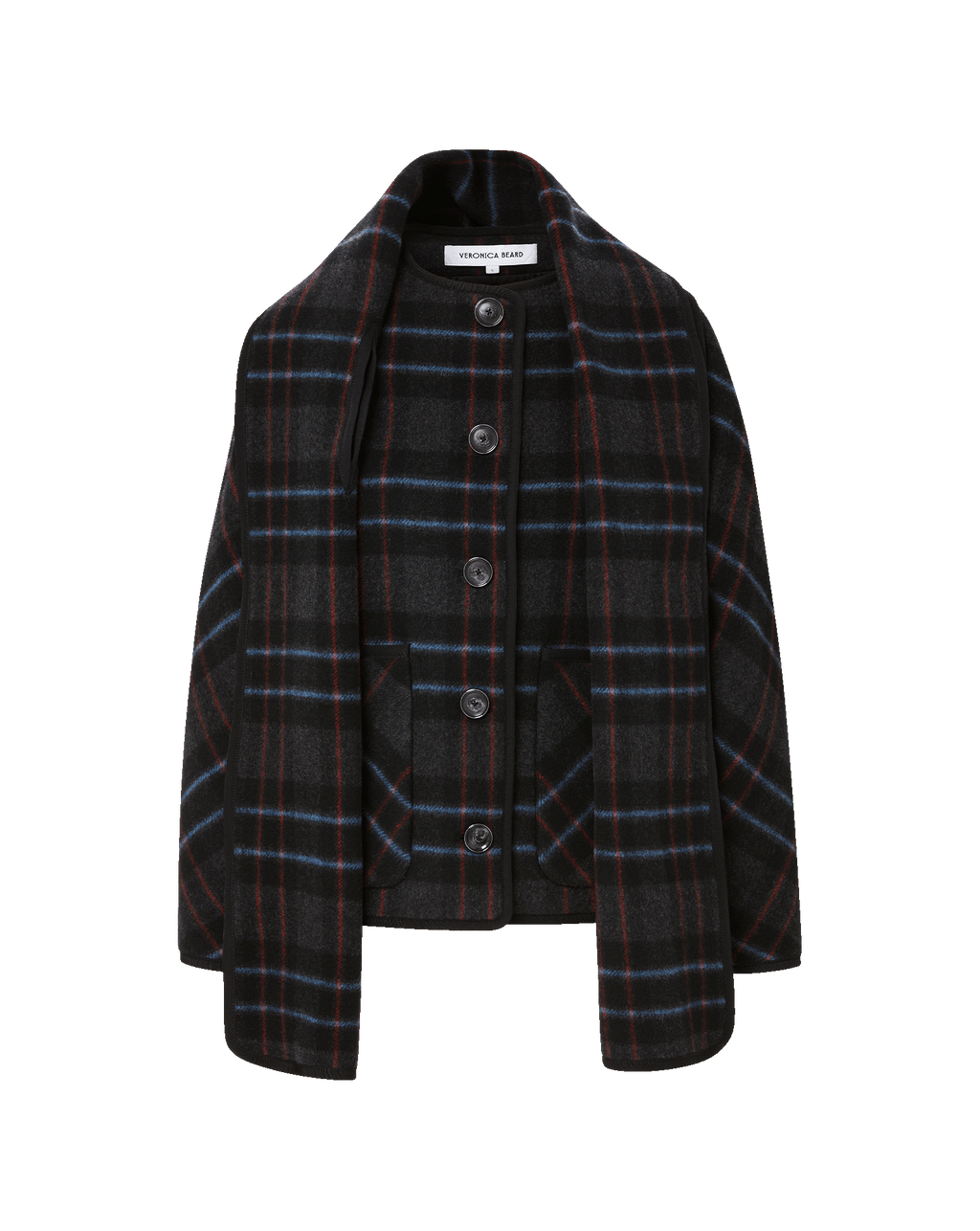 Veronica Beard Martine Dickey Scarf Coat Black Multi