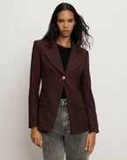 Veronica Beard Kessler Wool-Blend Dickey Jacket - Dark Currant Melange