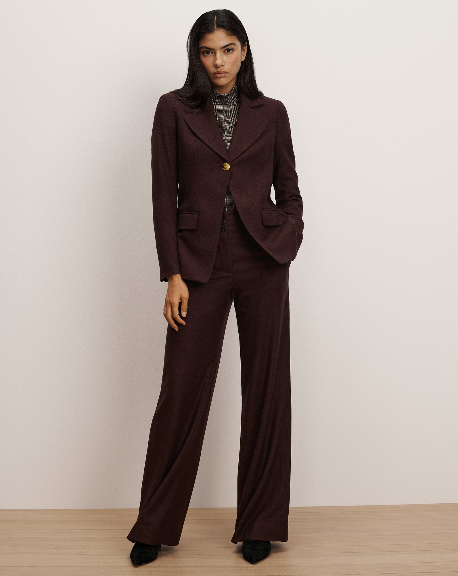 Veronica Beard Giovanna Wide-Leg Pant - Dark Currant Melange