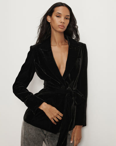 Veronica Beard Issel Velvet Jacket - Black