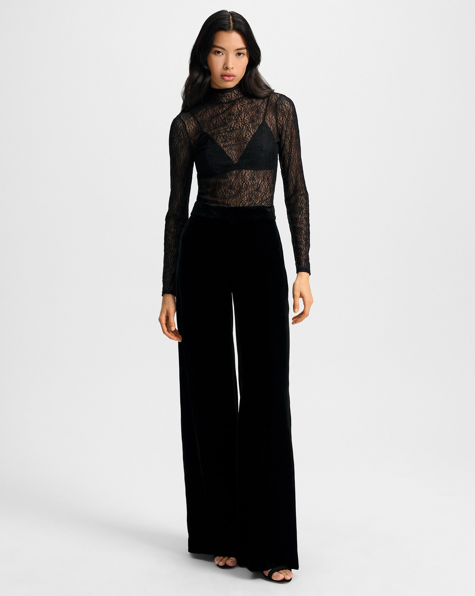 Veronica Beard Alex Velvet Wide-Leg Pant - Black