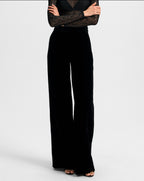 Veronica Beard Alex Velvet Wide-Leg Pant - Black