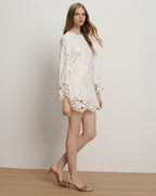 Veronica Beard Amberg Lace Mini Dress - Dove White