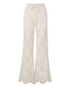 Veronica Beard Daisy Wide-Leg Eyelet Pant - Dove White