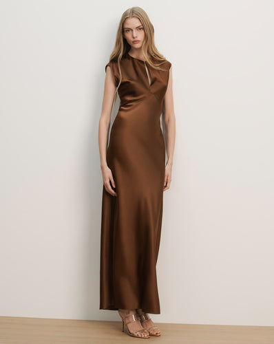 Veronica Beard Nelzy Silk Maxi Dress - Walnut