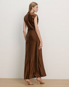 Veronica Beard Nelzy Silk Maxi Dress - Walnut