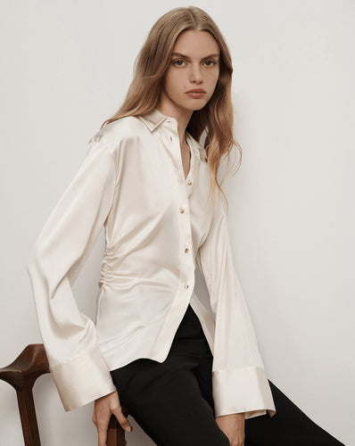 Veronica Beard Shiona Stretch-Silk Blouse - Dove White