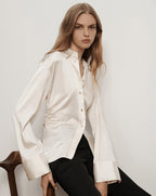 Veronica Beard Shiona Stretch-Silk Blouse - Dove White