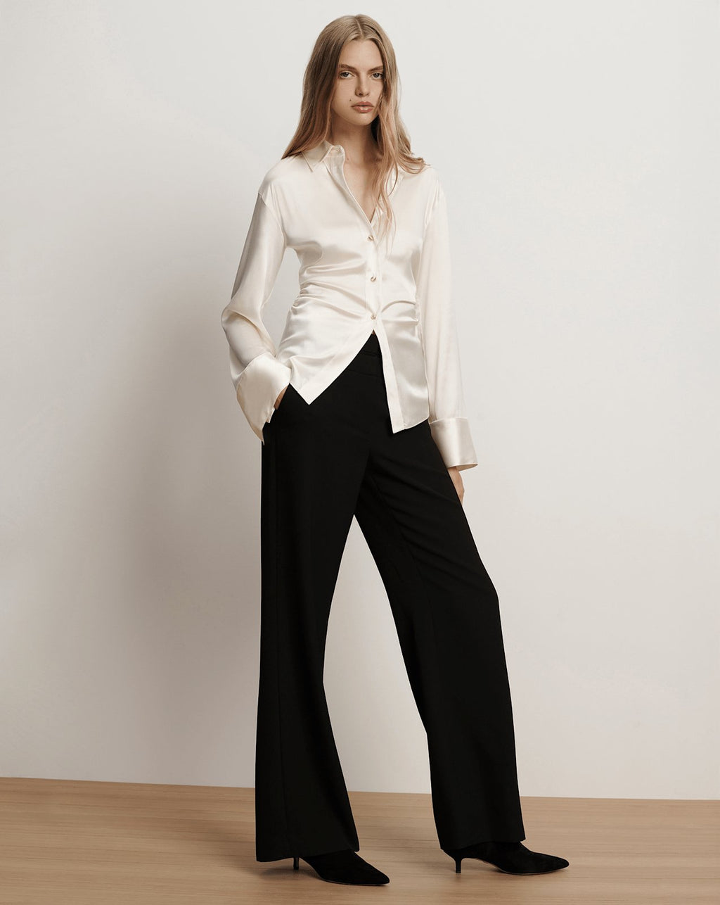 Veronica Beard Shiona Stretch-Silk Blouse - Dove White