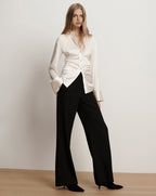 Veronica Beard Shiona Stretch-Silk Blouse - Dove White